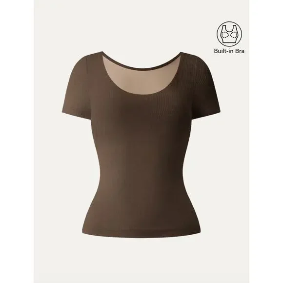 OGL Scoop Neck Short Sleeve Cotton New Airy Brami NWT SIZE XS - Picture 1 of 2